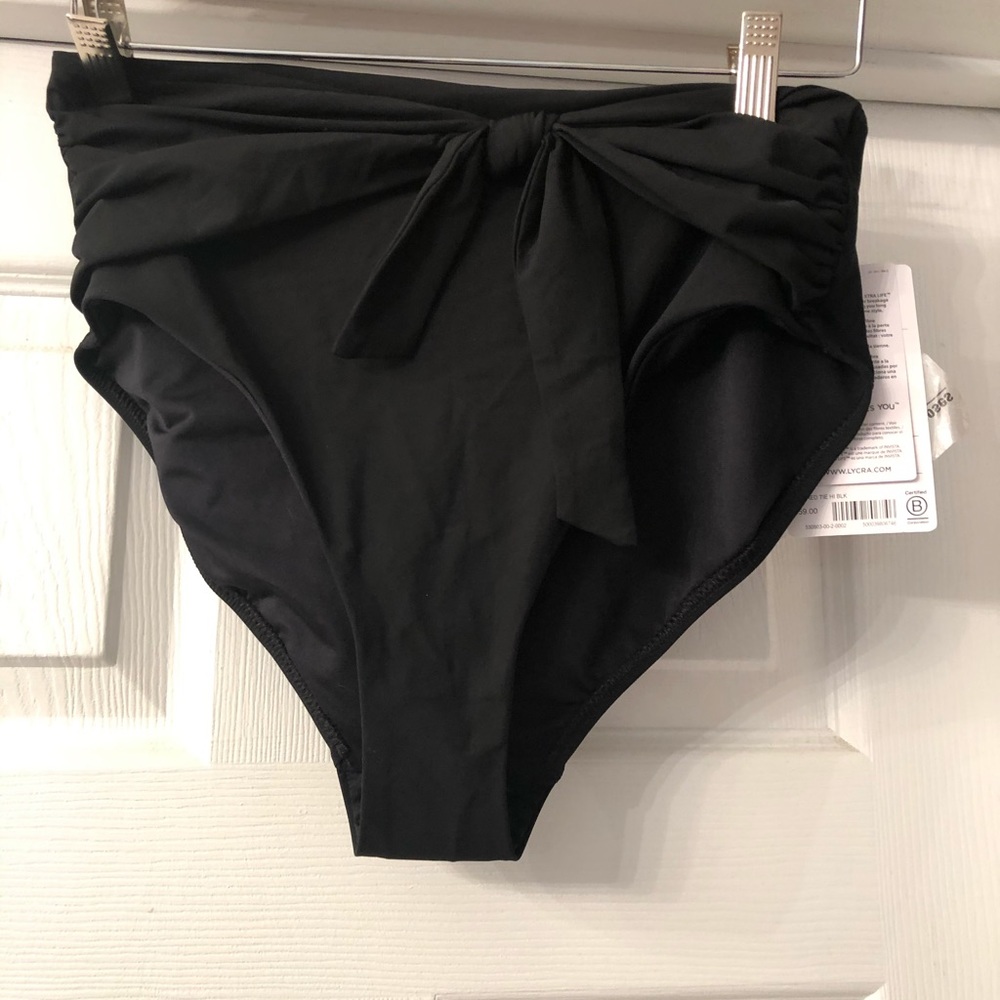 NWT Athleta Shirred High Rise Tie Bikini Bottom